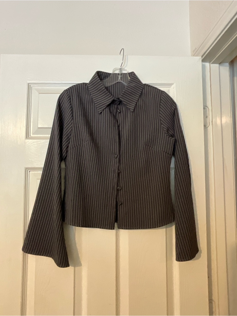 Striped Grey Button Down blouse